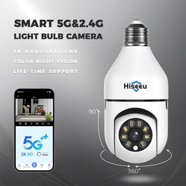 360°  View Wireless Light Bulb Camera, 2.4GHz & 5GHz WiFi Bulb Camera, 2-Way-Audio, Motion Detection and Alarm, 3MP Full Color Night Vision, SD/Cloud Storage, Work with Alexa, E26/E27 Socket - Color: 1 CAMERA, Size: 64GB