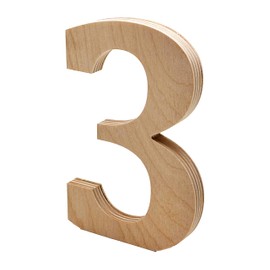 6” Tall Wooden Number 3 – 1/2” Thick Baltic Birch – Paintable DIY Decor, Signs & Crafts - Pack of 1
