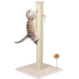 36 Inch Tall Cat Scratching Post – Sisal Cat Scratcher for Indoor Cats, Large Vertical Scratch Post, Sturdy Cat Scratch Pole Tower, Modern Cat Furniture for Kittens & Adults (Beige)