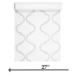 Classic Moroccan Trellis Soft Off White Gray Textured geo Ogee Wallpaper roll 3D