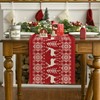 Artoid Mode Red Reindeers Christmas Table Runner, Seasonal Winter Merry