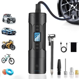 XZROAD Compresor de Aire Portatil,150PSI Bomba de Aire Bicicleta,Inflador de Llantas para Auto Con Linterna LED y medidor de presión digital LCD,Adecuado para Inflar Bicicletas,Autos,Motos y Balones