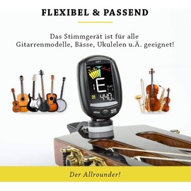 - Belfort® Compact Clip-on Tuner for All Instruments - Universal Tuner for Guitar, Ukulele, Violin, Bass and Chromatic
