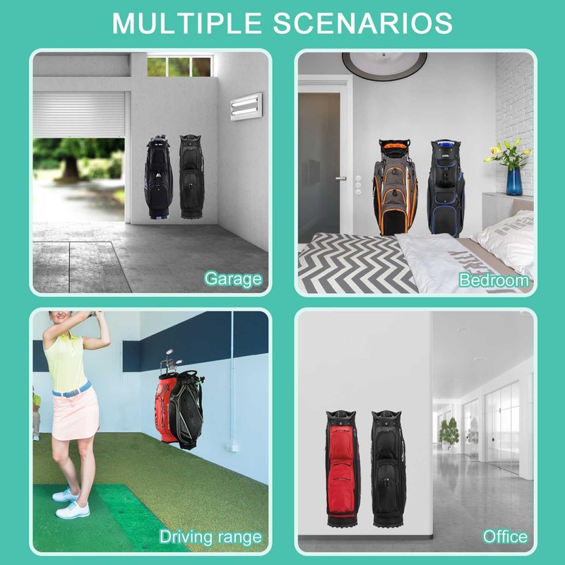 FEYRUN Wall Mounted Golf Bag Hook, 2 Bags Storage Racks