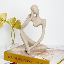 1pc Elegant Resin Thinker Statue Figurine for Home and Office Decor - Abstract Sculpture for Bookshelf and Desk - Inspiring and Thought-Provoking Ornament