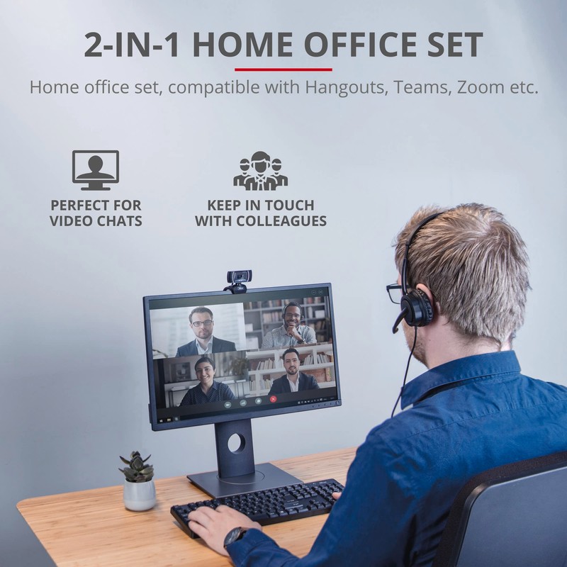 Trust Doba 2-in-1 Home Office Set, USB Headset with Microphone,