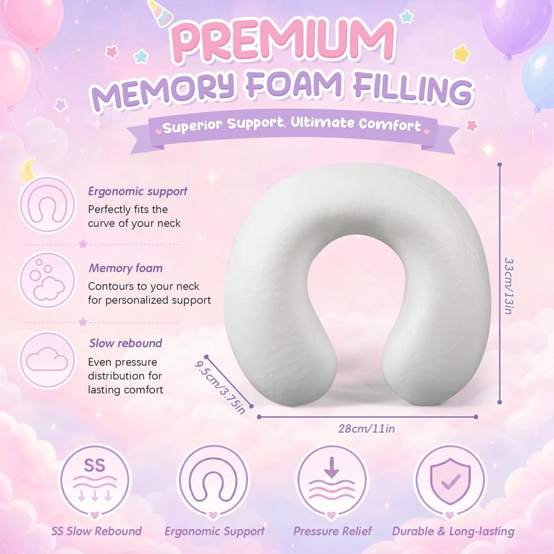Amyhill Unicorn Kids Travel Neck Pillow, Airplane Pillow Hooded,Reversible