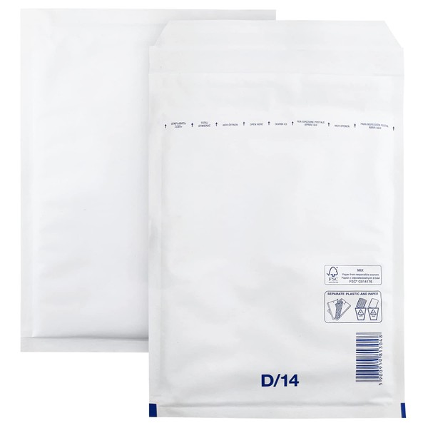 Netuno Pack of 10 Bubble Mailing Envelopes White D/14 (200