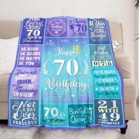 Batantec Happy 70th Birthday Gifts for Women, 70 Year Old Birthday Gifts for Women Turning 70, 70th Birthday Decorations Idea, Female 70th Birthday Gifts for Her, 70th Birthday Blanket Gifts 60”X50”