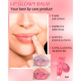 Hydrating Lip Glowy Balm, Ultra-Nourishing Lip Balm for Dry Cracked Lips, Moisturizer Lip Repair Sleeping Lip Mask, Day and Night Lip Care, Glossy Smooth Lip Butter Balm-02#Berry