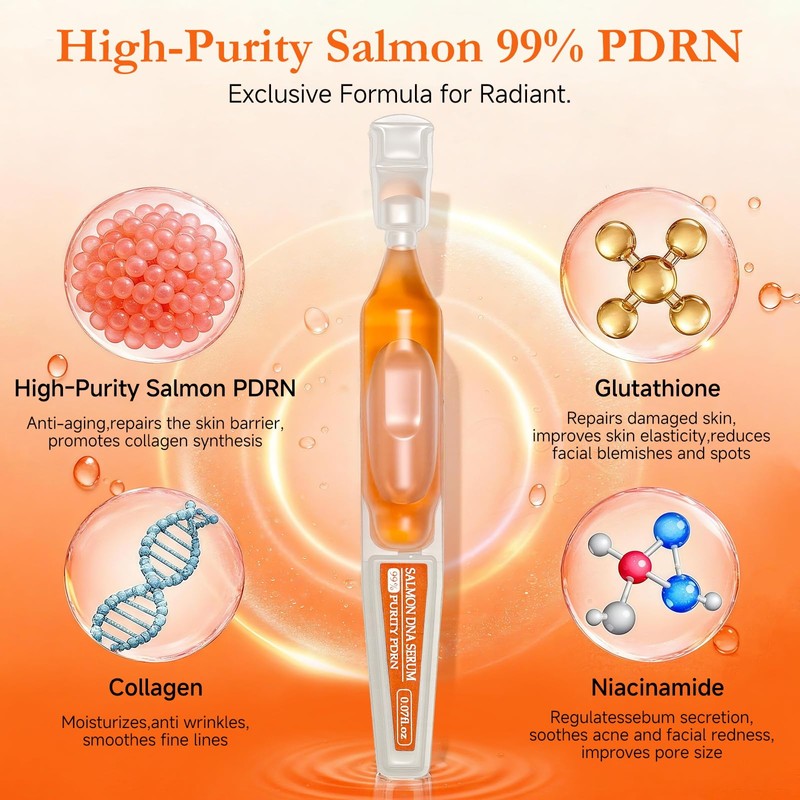2 Pack Salmon DNA PDRN Peptide Serum, 30 Vials