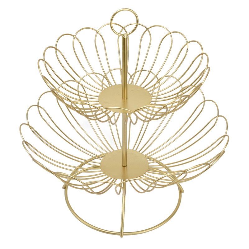 2 Tier Fruit Bowl Modern Nordic Design Geometric Detachable Gold