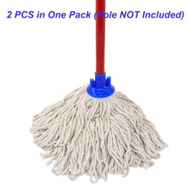 Cotton String Screw on Mop Replacement Head Compatible with All Standard US Threading Pole (Acme 3/4 inch Thread) - 2 PCS