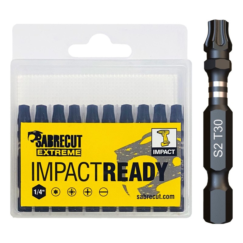 10 x SabreCut SCTX3050_10 50mm TX30 T30 Impact Screwdriver Driver