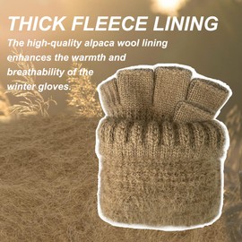 ehsbuy Fingerless Gloves for Men Thermal Soft Fleece Lined Half Finger Winter Warm Knitted Gloves for Working Driving Cycling Outdoor Sports