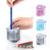 SUPERTOOL Electric Pencil Sharpener Automatic Sharpener Double Hole Silver Stationary