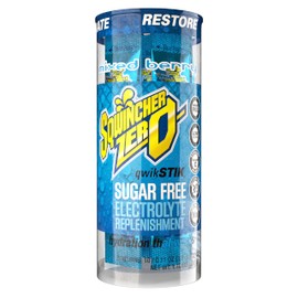 Sqwincher Zero Qwik Stik, Sugar Free, Low Calorie, Low Sodium Electrolyte Replacement Powder Hydration Drink Mix, Mixed Berry, 0.11 oz Packet (Pack of 200)