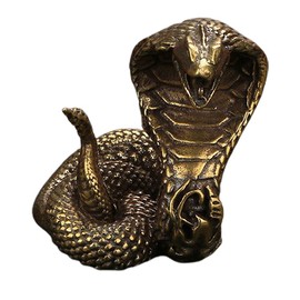 Toddmomy Brass Cobra Snake Statue Cobra Snake Sculpture Cobra Figurine Snake Decor Wealth Figurine Desktop Adornment Home Office Decorations