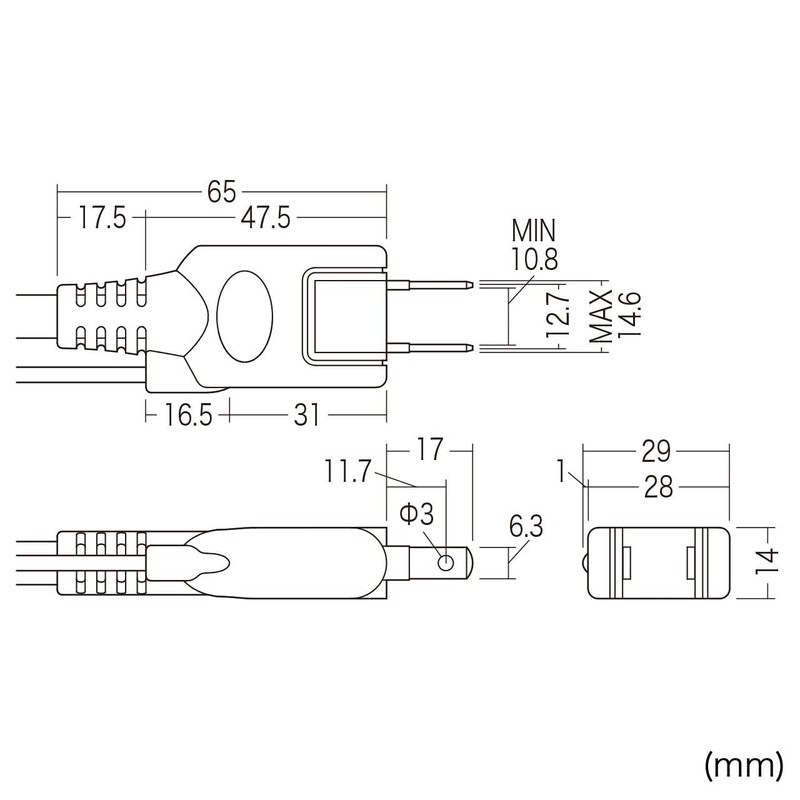 Sanwa Supply TAP-N3625N Power Strip, 3P, 6 Socks, 6.5 ft