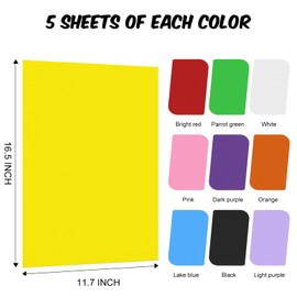 Greatshoot Colored Poster Board 50Pcs, 11.7x16.5 10 Assorted Color Poster Paper, 230G Thickness Poster Board Bulk for School Arts & Crafts, DIY Art, Signs, Small Posters, Exhibits,Notices, and More