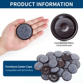 Ezprotekt 1 5/8" Round Carpet Bottom Furniture Caster Cups, 16 Pcs Reusable Furniture Coasters, Felt Furniture Sliders Pads to Protect Hardwood, Tile or Carpetd Floors from Scratches (Brown/Gray)