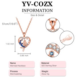 YV-cozx Dolphin Mermaid Necklace Celtic Knot Ocean Jewelry Beach Pendant for Birthday Christmas for Women Friends Dolphin Mermaid Lover (Mermaid-gold)