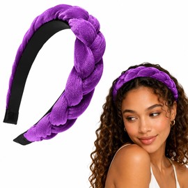 Traziewell Purple Headbands Women Braided Wide Fabric Hair Hoop Party Date Styling HB70019