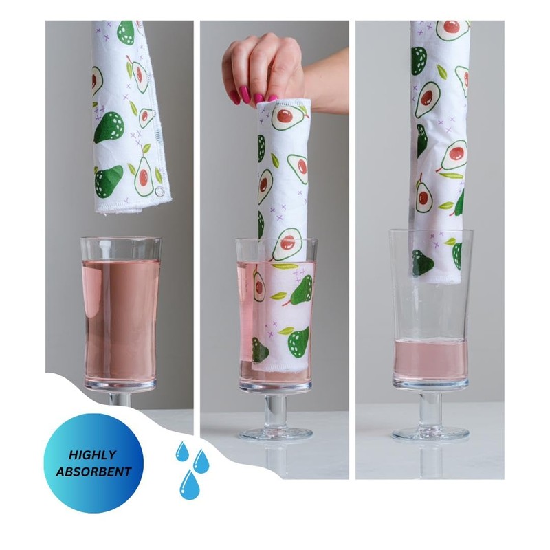 Reusable Kitchen Roll with Snap Fasteners 10 Pack - Eco