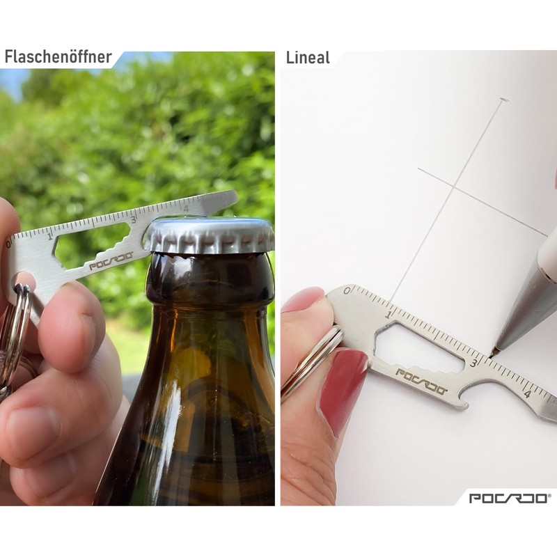 POCARDO Multitool 12-in-1 Multifunctional Tool Extension for Key Organiser, Coin