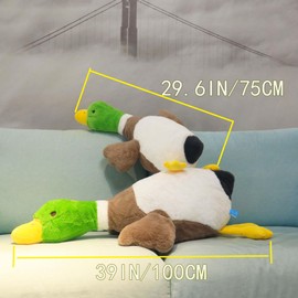 Moonlight Bob Huge Mallard Duck Plush Hugging Pillow, Soft Green Duck Stuffed Animals Plushie Toy, Cute Mallard Gifts for Birthday Kids Girlfriend (100cm/39in)