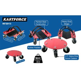 KASTFORCE Snowmobile Dolly Heavy Duty V-Slide with 2.5” PVC Swivel Casters and Rubber Pad Protecting Skis 1500 Lbs Capacity KF2013