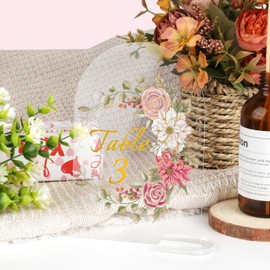 Kayqbonke Pack of 15 Transparent Arch Acrylic Sign, Wedding Table Numbers with 15 Stands, Acrylic Clear Arch Place Card, Acrylic Plate Transparent for Weddings, Parties, Meetings, Office, Restaurants