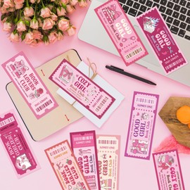 Laffact Pink Bow Book Club Bookmarks, 120Pcs Book Lover Read Birthday Gifts