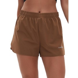 LeaderKing Women's Sports Shorts Quick Drying Loose Lightweight Breathable for Running, Fitness, Yoga Shorts (US, Alpha, One Size, Small, Regular, Regular, Brown)