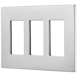 EATON Wiring PJS263SG-SP-L Designer 3-Gang Screwless Wallplate, Silver Granite