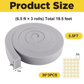 moonoom 3 Pcs Foam Air Conditioner Weatherseal Tape-2''x1''x6.5ft Air Conditioner Foam Tape-Non-Adhesive Foam Seal Strip with Glue Point for Air Conditioner Door Window Seal