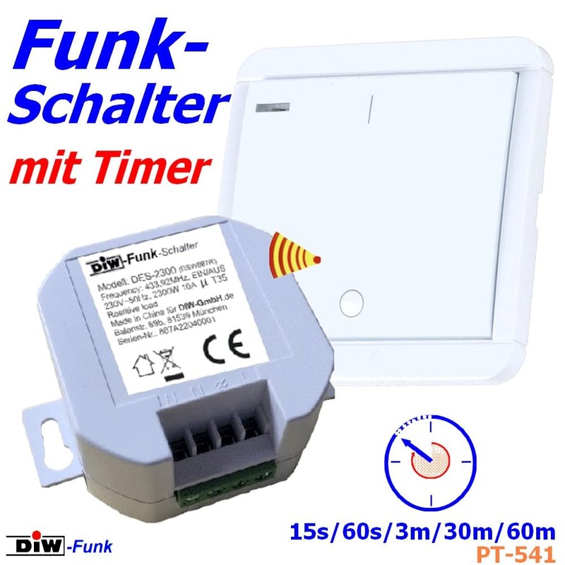DIW-Funk TIMER-SPARSET PT-541 Wireless Wall Transmitter with Automatic Shut-Off 5