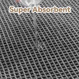 SIXHOME Bath Mat Waffle Super Absorbent Non Slip Bath Ultra Soft Mats for Bathroom Washable Bathroom Rugs with Tassels Rubber Backed Darkgrey 40 * 100cm