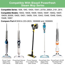 10 Pack 1940 1806 2685A Steam Mop Pads For Bissell Powerfresh Steam Mop Deluxe Pet Lift-Off Plus Slim Scrubbing Steam Mop Replacement Pad 1940A 2814 1544A 2075A Power Fresh Steamer Pad Refill Washable