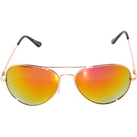 Stylish Aviator Red Mirror Lens Sunglasses Gold Metal Frame Spring Hinge