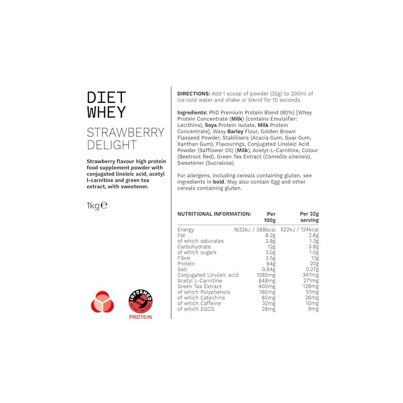 PhD PhD Nutrition Diet Whey Lean Protein Powder | Strawberry
