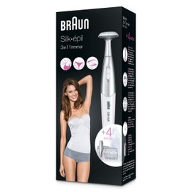 Braun Braun Silk-épil Bikinitrimmer FG1100 Weiß – Präzises 3-in-1 Stylen und Trimmen der Bikinizone mit 4 Extras