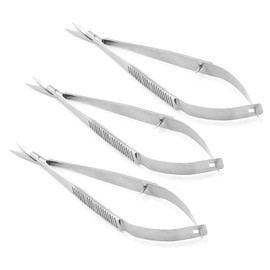 PRECISE CANADA 3 pcs Micro Scissors 5.5" Straight Castroviejo Stitch Cutting Embroidery Spring Action Extra Sharp for ENT Eye Dental Veterinary