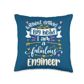 Engineer Gifts For Women Office Adults Teens Decor Fabulous Funny Mechanical Chemical Civil Engineer Throw Pillow, 16x16, Multicolor