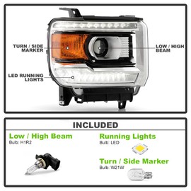 KEEKPO - For 2014-2018 GMC Sierra 1500 Factory Halogen w/LED DRL Projector Headlight Headlamp Replacement Passenger Side