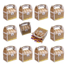 CXNXFD Pack of 10 Pirate Treasure Chests Gift Boxes, Pirate Treat Box, Pirate Treasure Chest Gift Box, Treasure Chest, Party Bags with Handle for Children, Party Bags and Give-aways on Children's