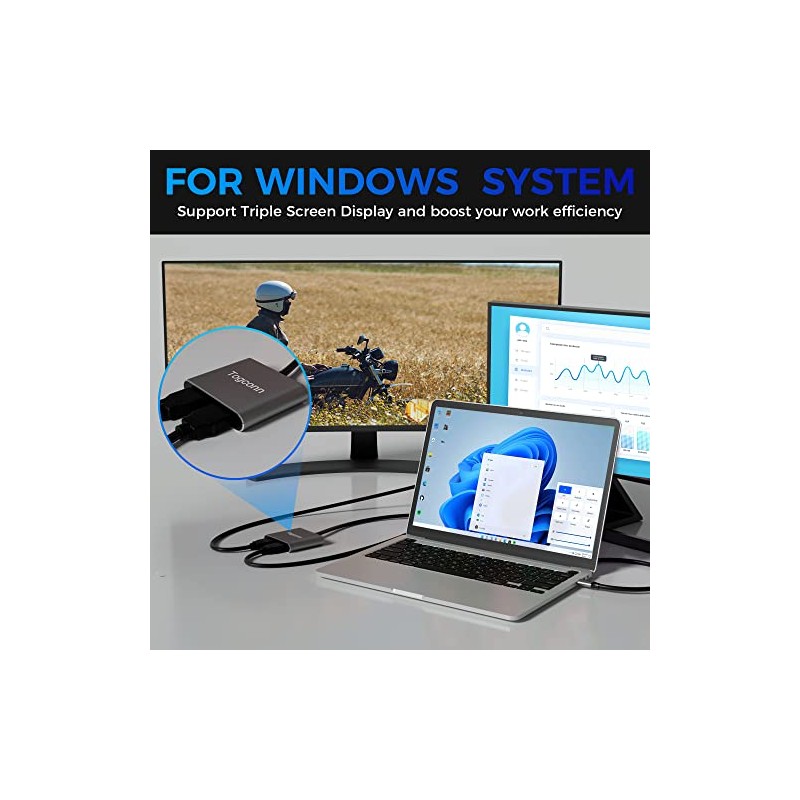 Adaptador USB C 4K a HDMI doble, compatible con 4K60Hz,