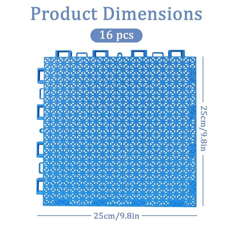 GHYKL 16 Pcs Interlocking Pool Drainage Mats, 10.3" x 10.3"