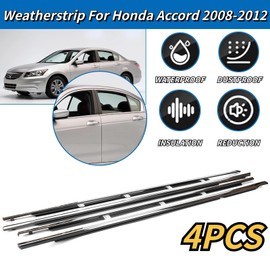 4Pcs Weatherstrip Window Moulding Trim Seal Belt Compatible with 2008-2012 Honda Accord Replaces#72410-TA0-A01 72450-TA0-A01 72910-TA0-A01 72950-TA0-A01