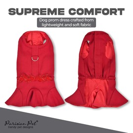 Parisian Pet Red Dog Dress - Embellished Girl Dog Clothes - Stylish Dog Wedding Outfit - Lightweight Birthday Dog Shirts - Summer Dog Clothes for Medium Dogs Girl M